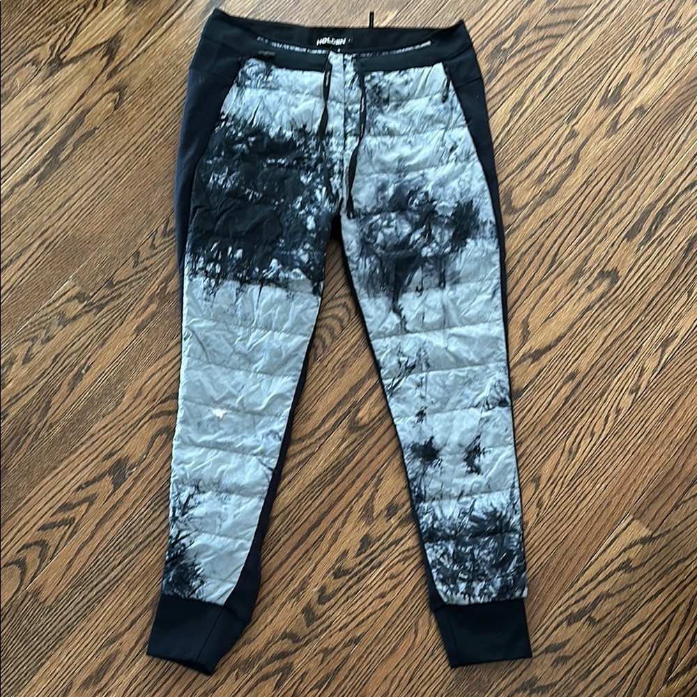Black and Gray Tie-Dye Down Joggers
